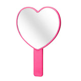 TOPYHL 2PCS Heart-Shaped Makeup Hand Mirror,Travel Handheld Mirror Portable Personal Cosmetic Mirror with Handle (Rose red)