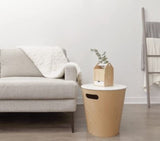 Umbra Woodrow, Modern Ottoman With Storage, Large Round Stool, Natural Wood/White