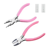 LEONTOOL 2 Pcs Jewelry Making Tools, Soft Jaw Plier with 6 in 1 Bail Making Plier 3mm to 10mm, Flat Nose Pliers with 2 Replaceme