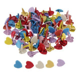 Bnf 4x50/100 Pieces Colored Metal Heart Head Brads Paper Craft Fasteners 8x8x10mm