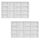 PEDORUBY 8 Inch 14 Wells Artist Ceramic Paint Palette, Rectangle Ceramic 14Wells, White