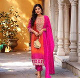 Gosriki Women'S Rayon Viscose Straight Bandhani Embroidered Kurta With Pant & Dupatta (Lasivan Pink-Vks05-Gs_M_Pink_Medium),Pink,,B0F8ZXSK5N