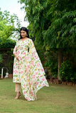 Gosriki Women'S Rayon Blend Straight Printed Kurta With Pant & Dupatta (Kumud Cream-Vks03-Gs_S_Cream_Small),Cream,,B0DCK61FYG
