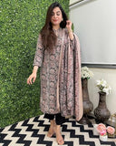 Anni Designer Women'S Rayon Blend Straight Printed Kurta With Pant & Dupatta (Vaarahi Black_Xl_Black_X-Large),Black,XL,Rayon Blend,Regular,