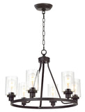 MELUCEE 6-Light Glass Chandelier Farmhouse Lighting, Kitchen Island Lighting Dining Room Light Fixtures Hanging Glass Pendant Li