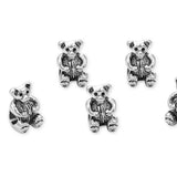 40pcs Cute Bear Symbol of Strength and Courage Large Hole Animal Beads (4.5mm Hole) Antique Silver