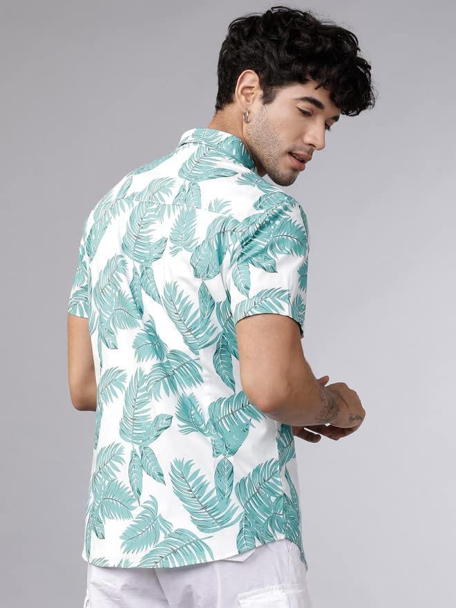Anni Designer Men'S Cotton Blend Digital Printed Stitched Half Sleeve Shirt (Bwl White-Nw3_Xxl_White_Xx-Large),White-Multi,2XL,Cotton Blend,Western,