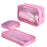 Funblast 3 Pcs Cosmetic Pouch Case Travel Mesh Makeup Bags, Transparent Washbag Pouch, Makeup Pouch For Women Cosmetic Organiz