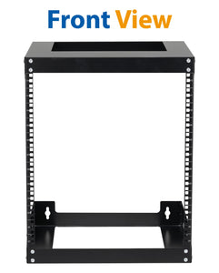 12U Wall Mount Rack Open Frame 19 Inch Server Equipment 2 Post Network Cabinet 18 inches Depth Black by Tedgetal