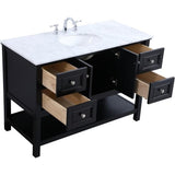 Elegant Decor Metropolis 48 Single Marble Top Bathroom Vanity In Black