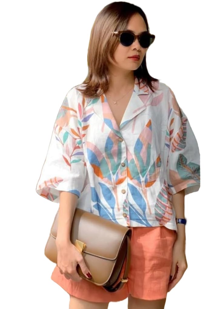 Anni Designer Women'S Tunics Tops Rayon Viscose Printed Short Shirt Top For Women (Digod White_M_White_Medium),White,M