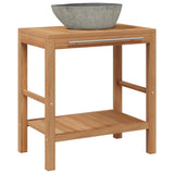 Vidaxl Solid Wood Teak Bathroom Vanity Cabinet With Riverstone Sink Home Indoor Decor Wooden Storage Vanity Unit Sink Cabinet Furniture