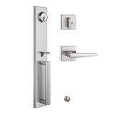 TMC Handleset with Modern Knob and Mode,Handleset for Exterior and Front Door with Deadbolt in Silver Satin Nickel Finish MDHST 