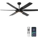 Ohniyou Ceiling Fans with Lights, 56'' Black Ceiling Fan Remote/APP Control, Dimmable, Quiet DC Motor Indoor/Outdoor Ceiling Fan
