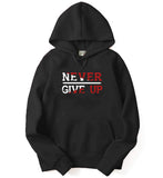 Adro Never Give Up Design Printed Hoodies/Sweatshirts For Men & Women (H20-M-Ngu-Bl_Black_M)
