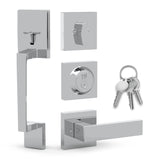 Mega Handles - TOBELLE Entry Door Handleset in Satin Nickel Finish - Single Cylinder Handleset with Lever for Entrance and Front