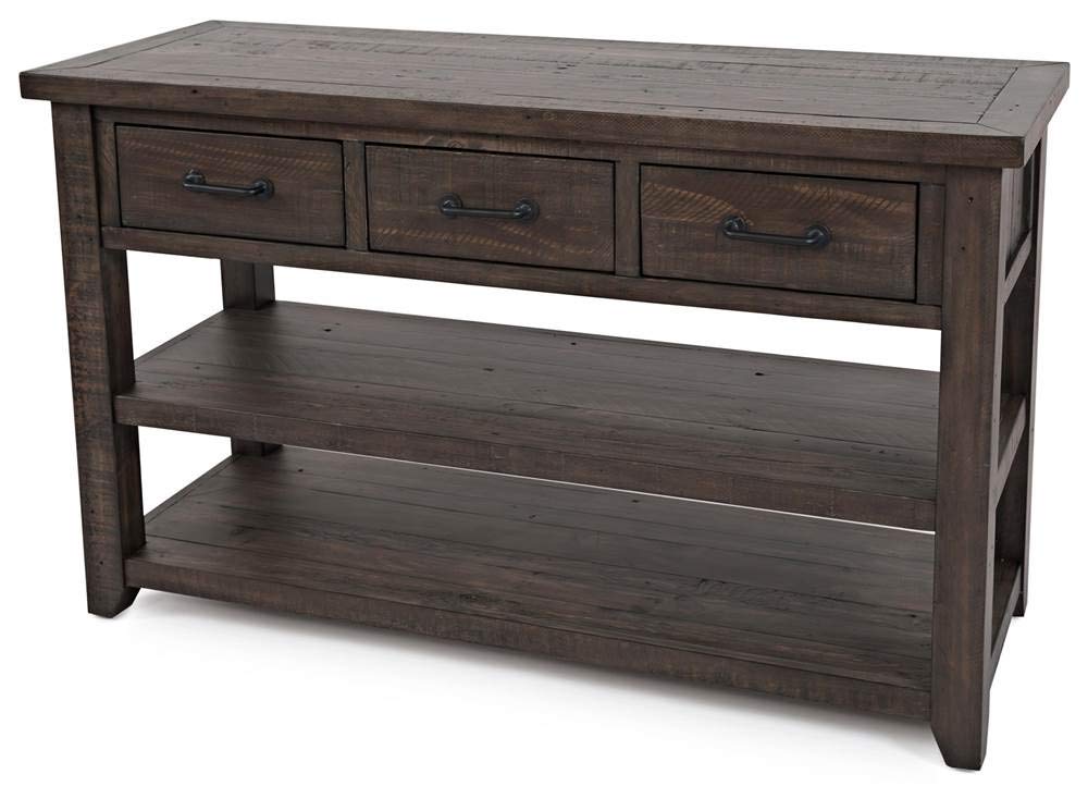 Jofran Madison County Reclaimed Solid Wood Farmhouse Harris Console Sofa Table, 50, Barnwood Brown