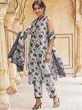 Shienzy Dupatta Set || Kurta Set || Kurta Pant Set || Ethnic Set || Sleeveless Kurta Set For Women Grey 3Xl