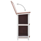 'Vidaxl 2-Layer Outdoor Rabbit Hutch With Waterproof Green Roof, Iron Wire Mesh, Pull-Out Trays, And 4 Doors - Brown And White Wooden Pet Enclosure