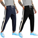 LookMark Men's Combo Slim Fit Solid Lycra Blend Full Elastic Sport Wear Running Gym Stretchable Jogger Track Pant in Navy & Black Color(Track 02 Navy-Track 02 Black-XXL),Navy-Black07