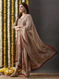 Anni Designer Women'S Cotton Blend Straight Printed Kurta With Pant & Dupatta (Kalpa Beige_S_Beige_Small),Beige,S,Cotton Blend,Regular,