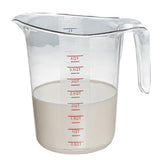 Restaurantware RW Base 4 Quart Measuring Jar 1 Durable Measuring Beaker - Metric And Imperial Units V-Shaped Spout Clear Plastic