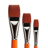 KINGART Radiant 6550 Wash Series Premium Golden Synthetic Brushes for Acrylic, Oil and Watercolor, Set of 3 (Sizes: 1/2, 3/4 & 1