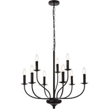Living District Westley 9-Light Mid-Century Metal Pendant In Black