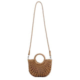 Snappsy Women Straw Bag Handmade Tote Beach Summer Crossbody Shoulder Bag Brown