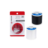 Coats & Clark 2 Pack 1 Black and 1 White Dual Duty All Purpose Thread 135 Yards Each Spool Bundled with 30 Assorted Hand N