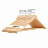 30-Pack Wood-Look Plastic Hangers, Non-Slip Velvet Finish, 360° Swivel Hook