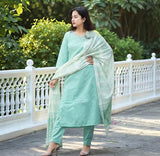Anni Designer Women'S Rayon Viscose Straight Solid Kurta With Pant & Dupatta (Pragya See Green-Vks02_Xl_See Green_X-Large),See Green,XL,,,