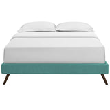 CasaFoyer Loryn Platform Bed | Solid Wood Frame | Polyester Upholstery | Tapered Legs | No Box Spring Needed | Teal