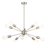 BONLICHT Sputnik Chandelier Lighting 10 Light Chandelier Modern Starburst Chandelier Mid Century Pendant Lighting Brushed Nickel