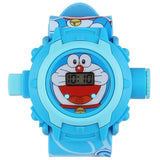 Lasa Digital 24 Images Projector Sky Blue Doraemon Boy Watches For Kids Boy'S Rubber Material Watches Diwali Gift Birthday Retur