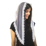 Netted Mantilla Veil Triangle Lace Veil Catholic Church Veils Infinity Chapel Veil Tulle Scarf Head Covering Latin Mass (White) 