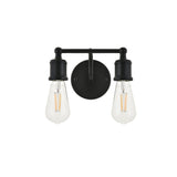Living District Serif 2-Light Mid-Century Metal Wall Sconce In Black