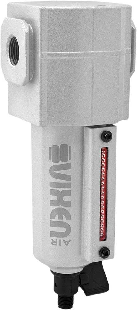 Vixen Air 3/8 NPT in-line Aluminum Air Filter (Water Trap/Separator) for Air Ride/Suspension/Air Tools Silver VXF3938S