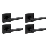 Kwikset Halifax Interior Privacy Door Handle with Lock, Door Lever for Bathroom and Bedroom, Matte Black, Reversible Keyless Tur