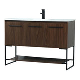 Elegant Decor Sloane 48 Mdf And Steel Single Bathroom Vanity In Walnut