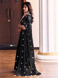 Satrani Women'S Georgette Embroidery Saree With Unstitched Blouse Piece (3607S126N_Black)