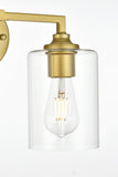 Living District Mayson 2-Light Iron & Glass Bath Sconce In Black/Clear