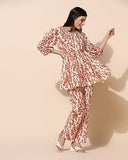 Toplot Co Ord Kurta Set For Women Printed Kurta With Pant (Tunic-Pant-5140-Orange-L),Orange,,B0CHB19SXG