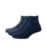 Peter England MenS Cotton Quarter Length Socks (Pack Of 3) Anthra Melange, Navy, Black