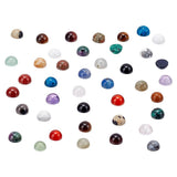 PH PandaHall 40pcs 4mm Natural Gemstone Cabochons, 20 Styles Half Round Flatback Stone Quartz Crystal Tiles for Earring Bracelet