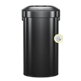 EKO Urban 32 Gallon Round Black Stainless Steel Open Top Waste Bin, Tall Commercial Trash Can for Indoor/Outdoor, Extra Large Me
