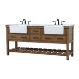 Elegant Decor Clement 72 Aluminum MDF Double Bathroom Vanity in Driftwood