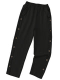 Toplot Women Casual Slanted Pocket Elastic Waist Tapered Pants (Button-Pant-5192-Black-30),Black,30,B0D8727BXL