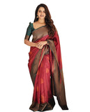 Flosive Womens Present Banarasi Soft Lichi Silk Saree Beautiful Jacquard Rich Pallu Design Work Zari Woven Kanjivaram Silk Style
