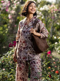 Libas Womens Printed Silk Blend Co-Ord Set For Women Off White M 48999